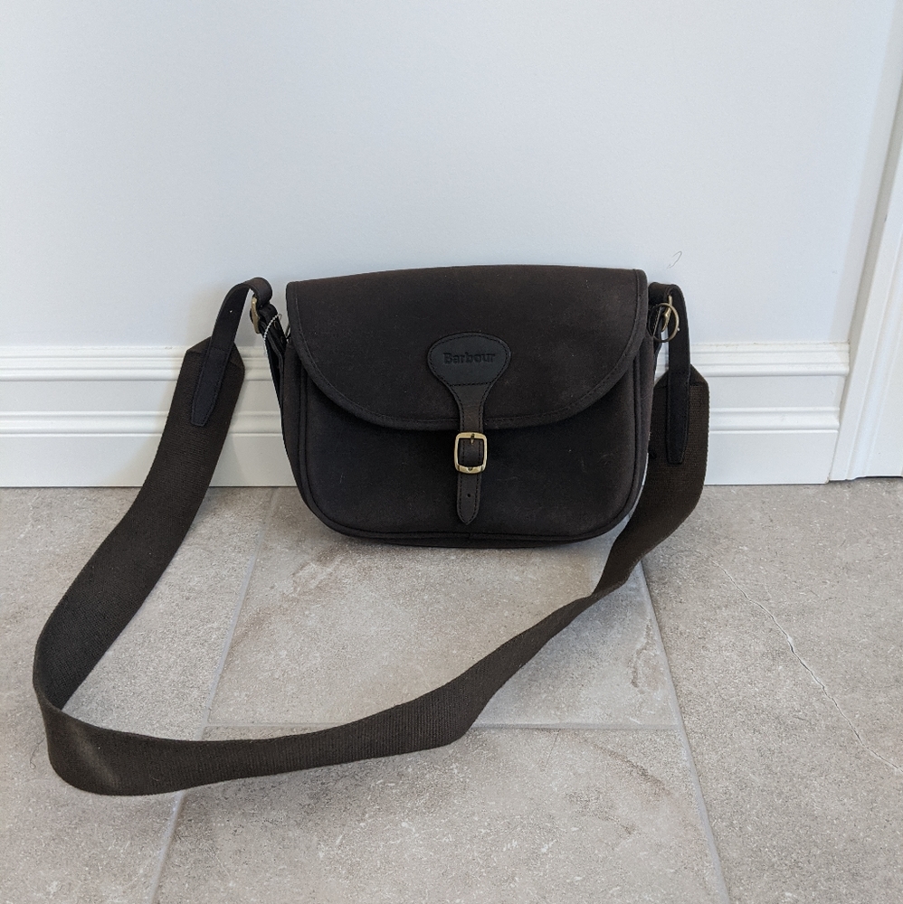 Barbour Cartridge Field Bag Purse waxed canvas